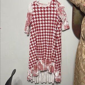 Nuggles Red and White Houndstooth Dress